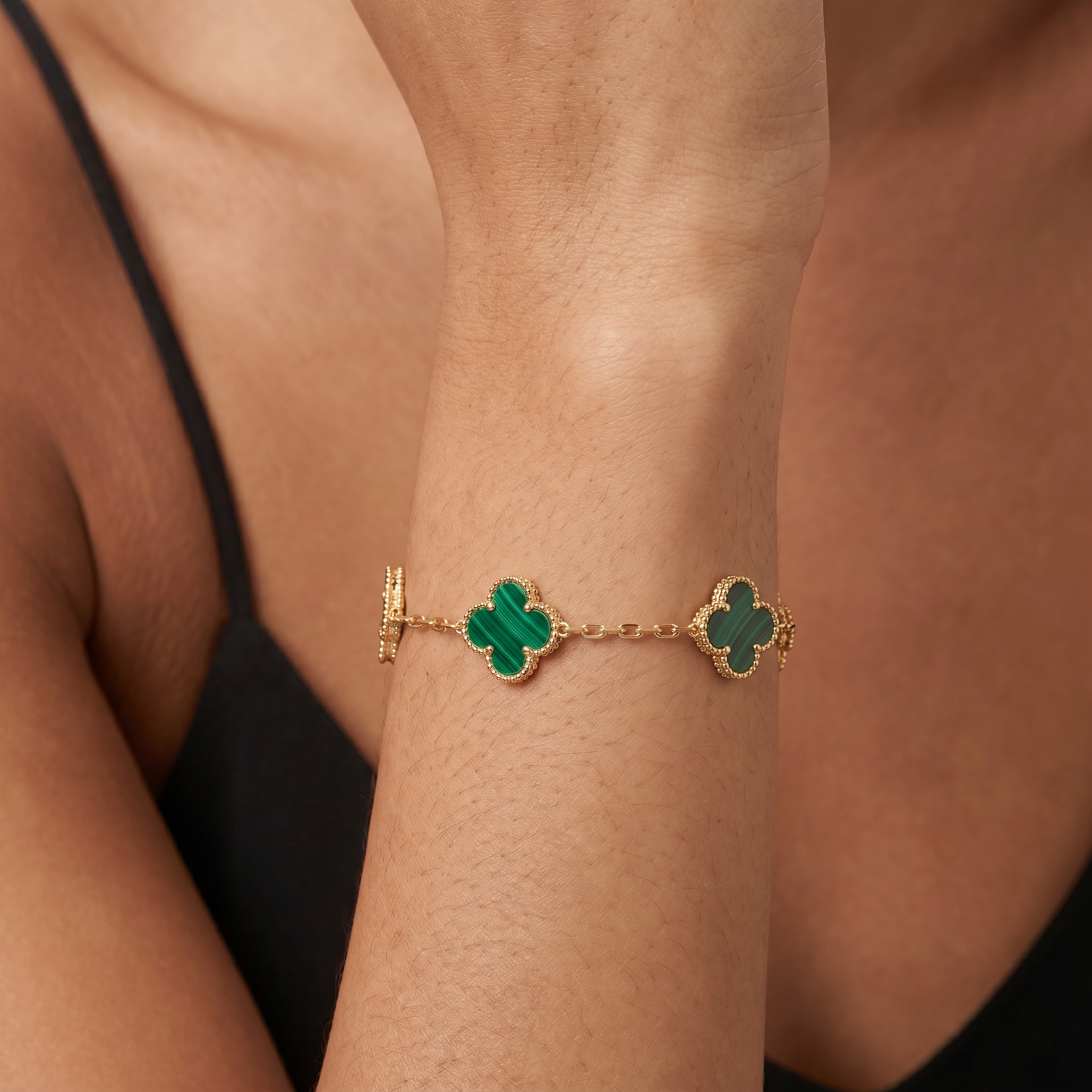 Alhambra Malachite 5 Motifs Clover Bracelet