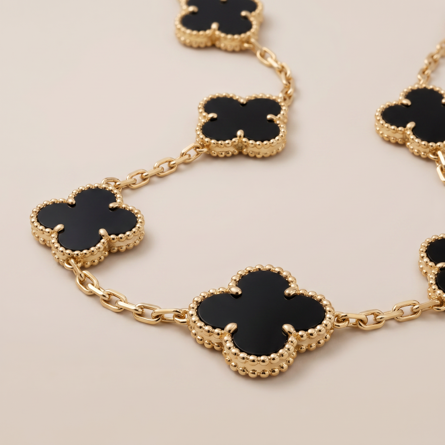 Vintage Alhambra Black 10 Motifs Necklace