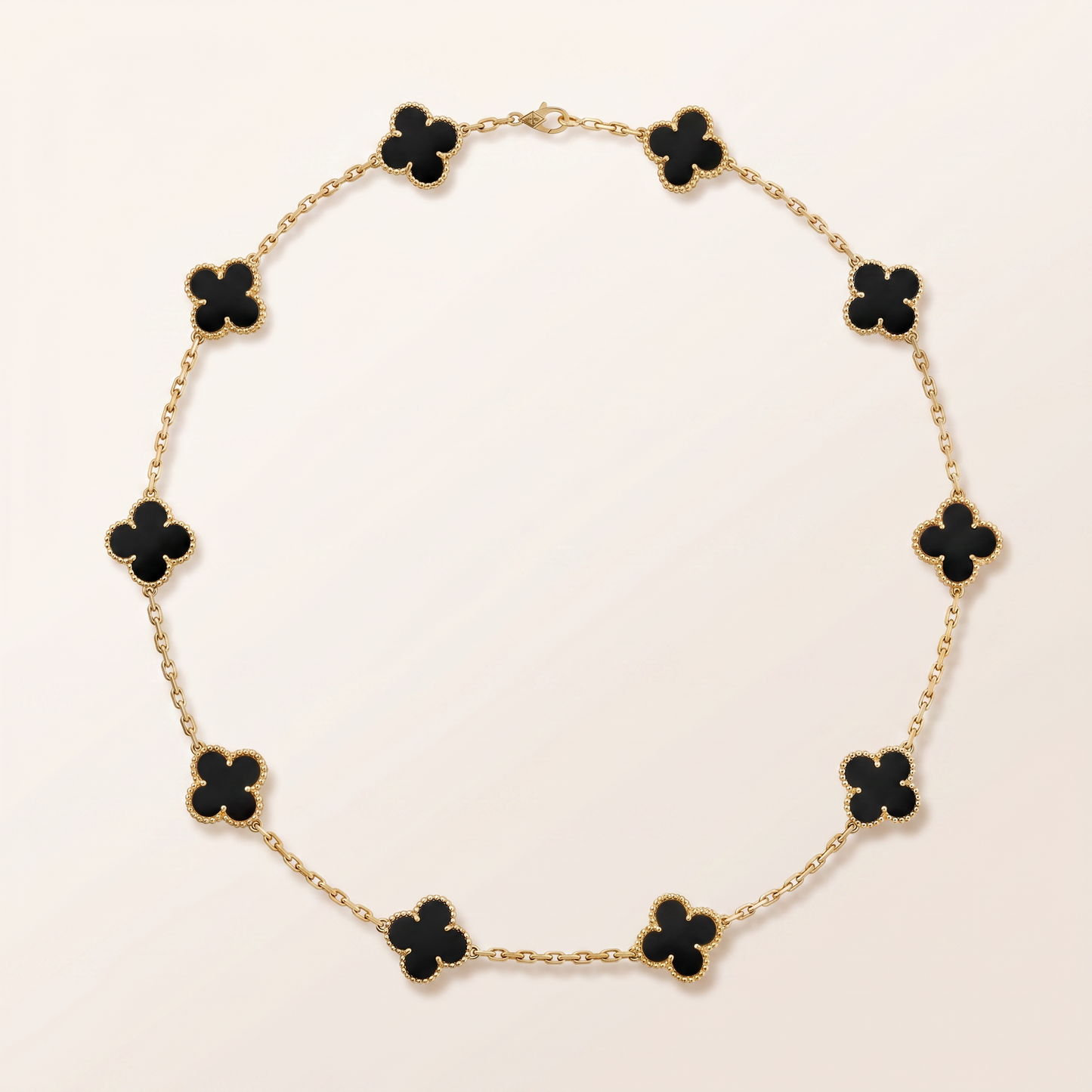 Vintage Alhambra Black 10 Motifs Necklace