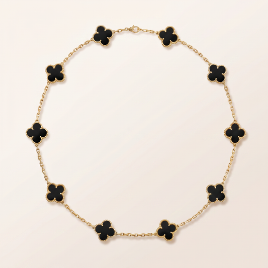 Vintage Alhambra Black 10 Motifs Necklace