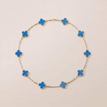 Vintage Alhambra Blue Agate 10 Motifs Necklace