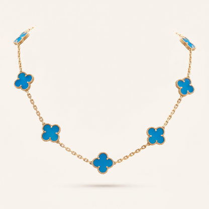 Vintage Alhambra Blue Agate 10 Motifs Necklace