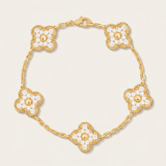 Vintage Alhambra Pavé Diamonds Clover Bracelet