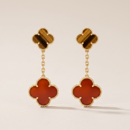 Magic Alhambra Carnelian & Tiger Eye Earrings