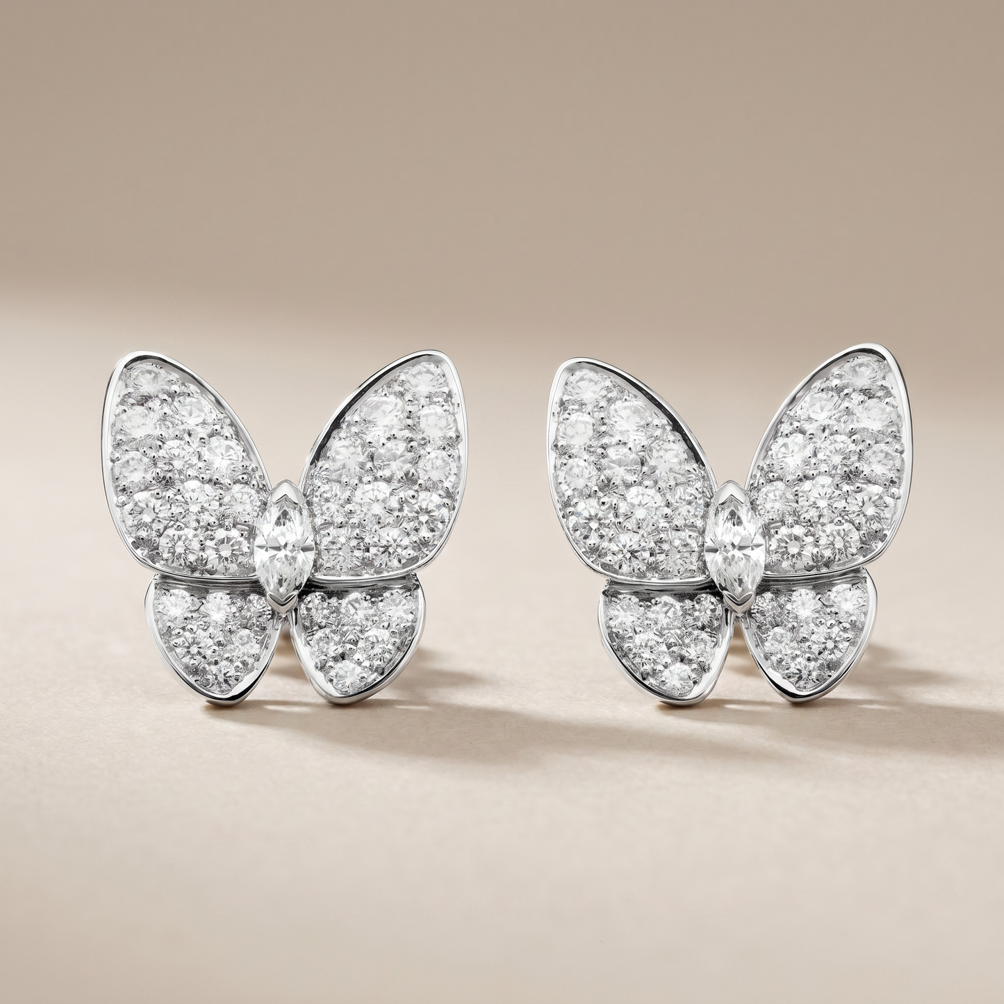 Two Butterfly Pavé Diamonds Earrings