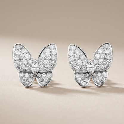 Two Butterfly Pavé Diamonds Earrings