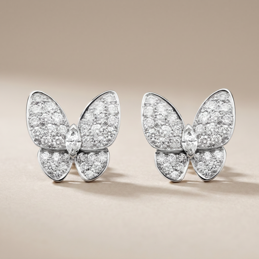 Two Butterfly Pavé Diamonds Earrings