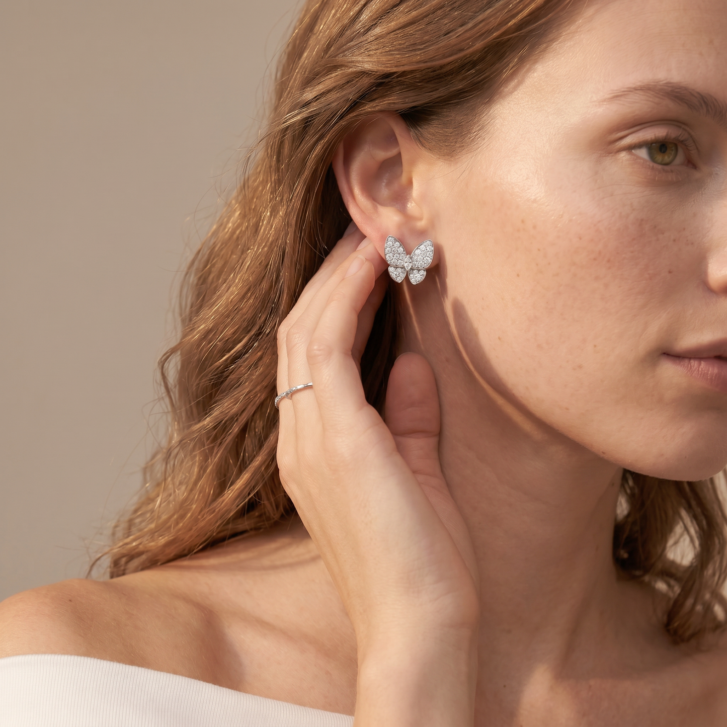 Two Butterfly Pavé Diamonds Earrings