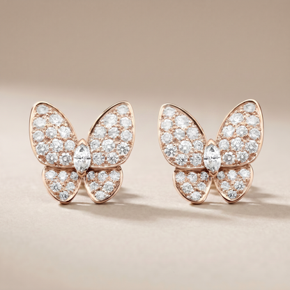 Two Butterfly Pavé Diamonds Earrings