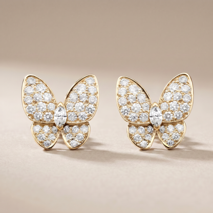 Two Butterfly Pavé Diamonds Earrings