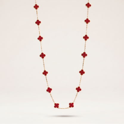 Vintage Alhambra Carnelian 20 Motifs Long Necklace