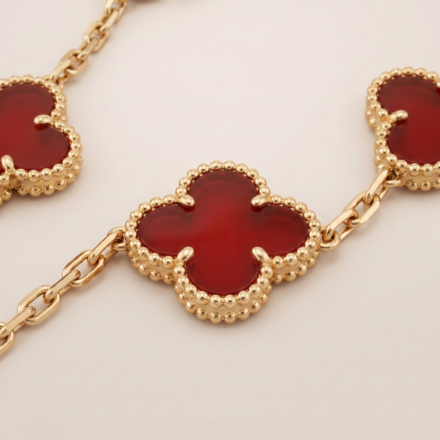 Vintage Alhambra Carnelian 20 Motifs Long Necklace
