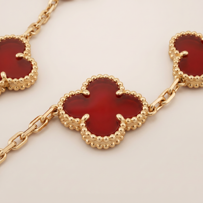 Vintage Alhambra Carnelian 20 Motifs Long Necklace