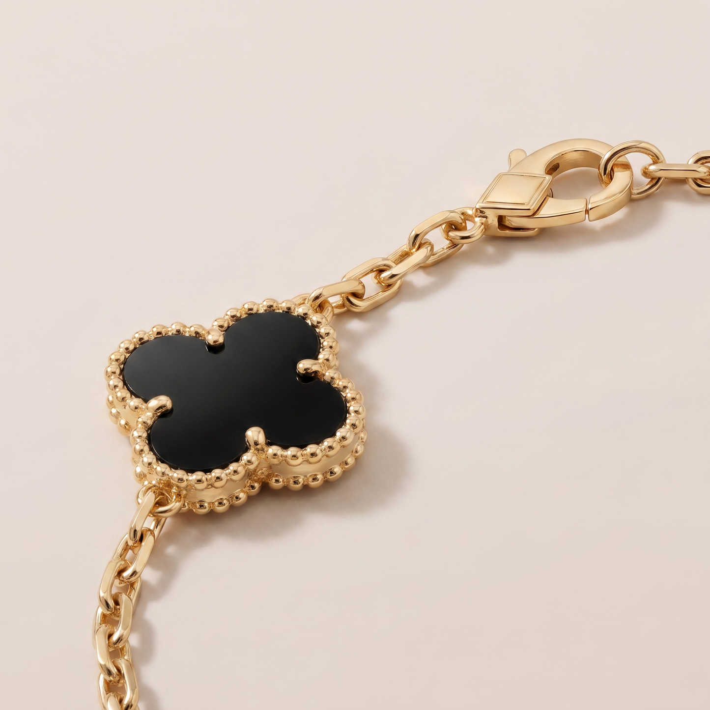Vintage Alhambra Five Motifs Black Clover Bracelet