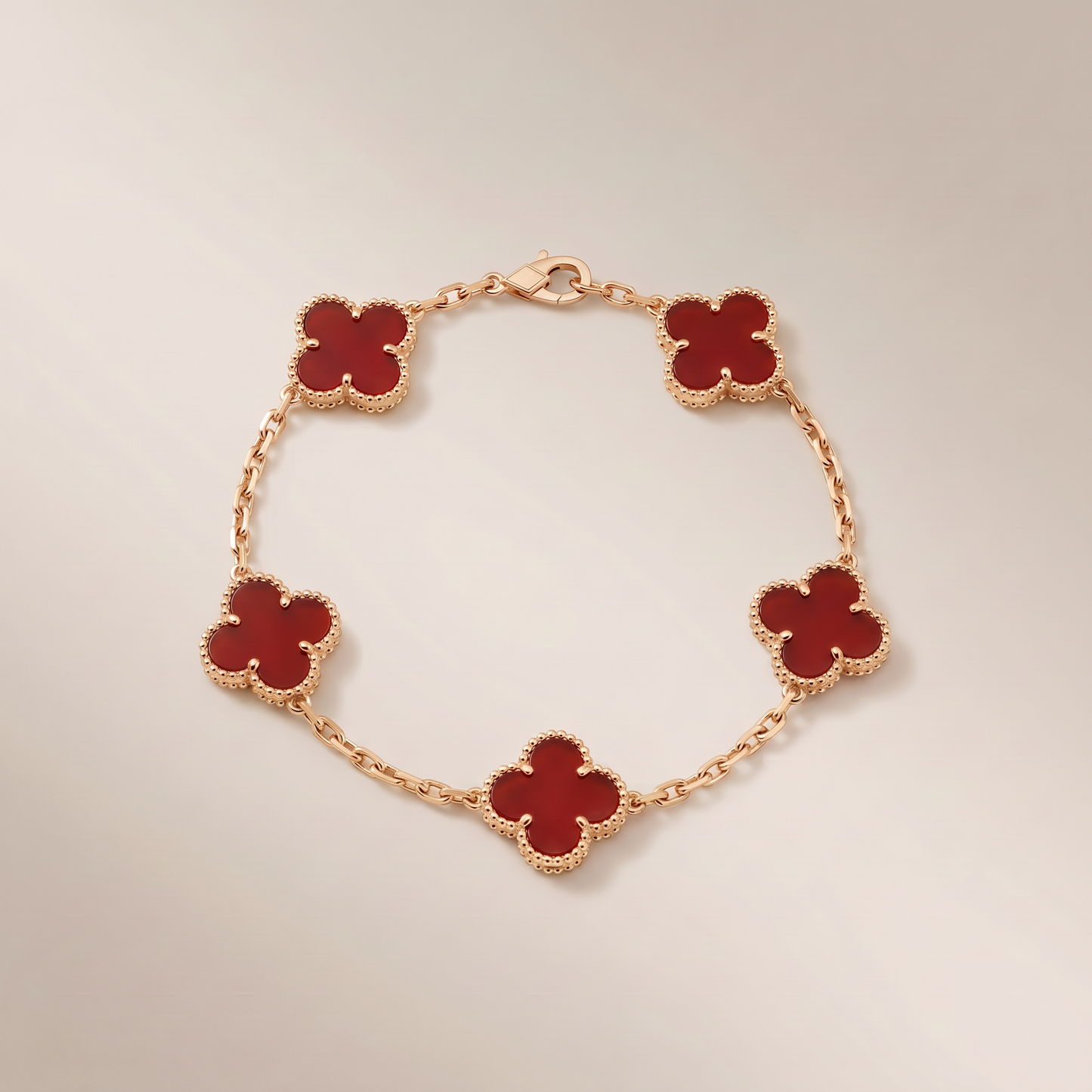 Vintage Alhambra Five Motifs Carnelian Bracelet