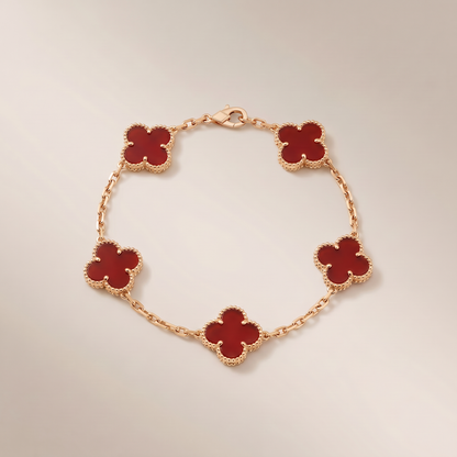 Vintage Alhambra Five Motifs Carnelian Bracelet