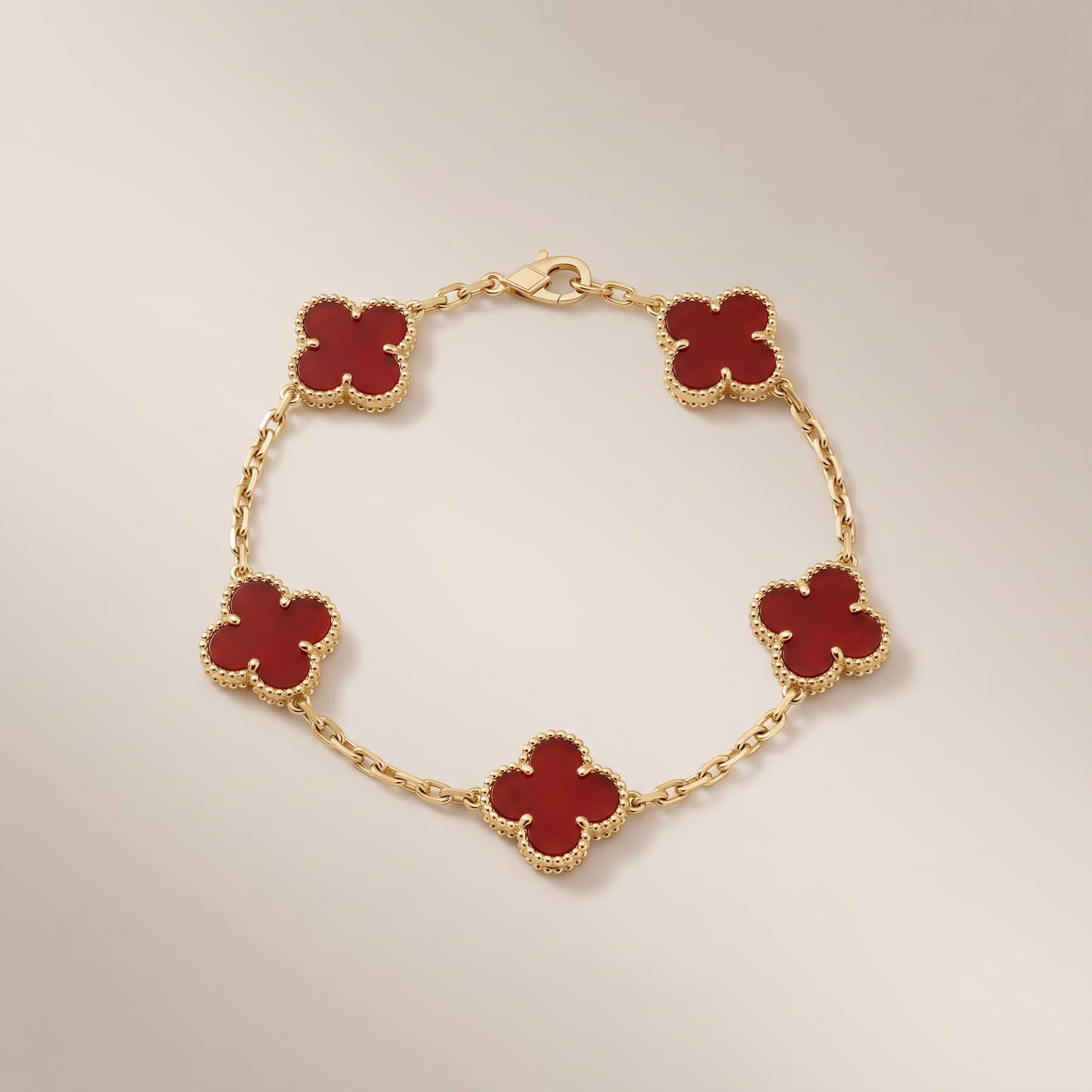 Vintage Alhambra Five Motifs Carnelian Bracelet