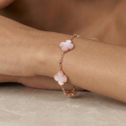 Vintage Alhambra Five Motifs Pink Opal Bracelet
