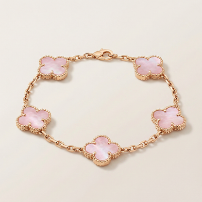 Vintage Alhambra Five Motifs Pink Opal Bracelet