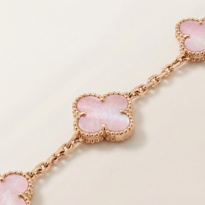 Vintage Alhambra Five Motifs Pink Opal Bracelet