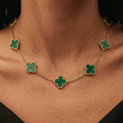 Vintage Alhambra Malachite 10 Motifs Necklace