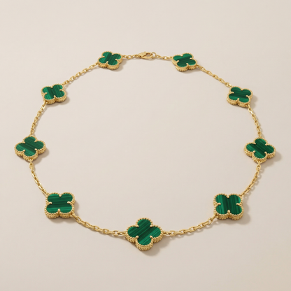 Vintage Alhambra Malachite 10 Motifs Necklace