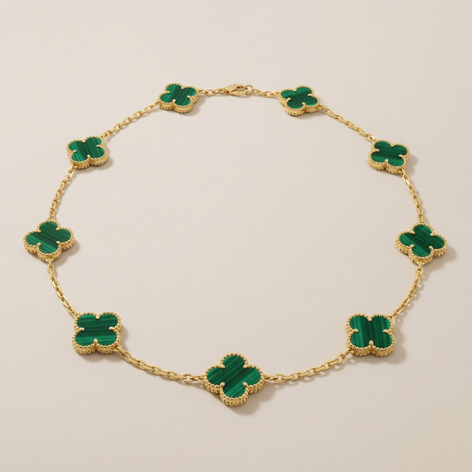 Vintage Alhambra Malachite 10 Motifs Necklace